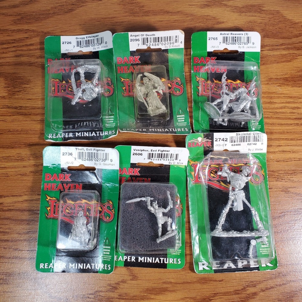 6 Metal Fantasy Reaper Miniatures Lot Bad Guys D&D RPG Death Skeleton Giant More